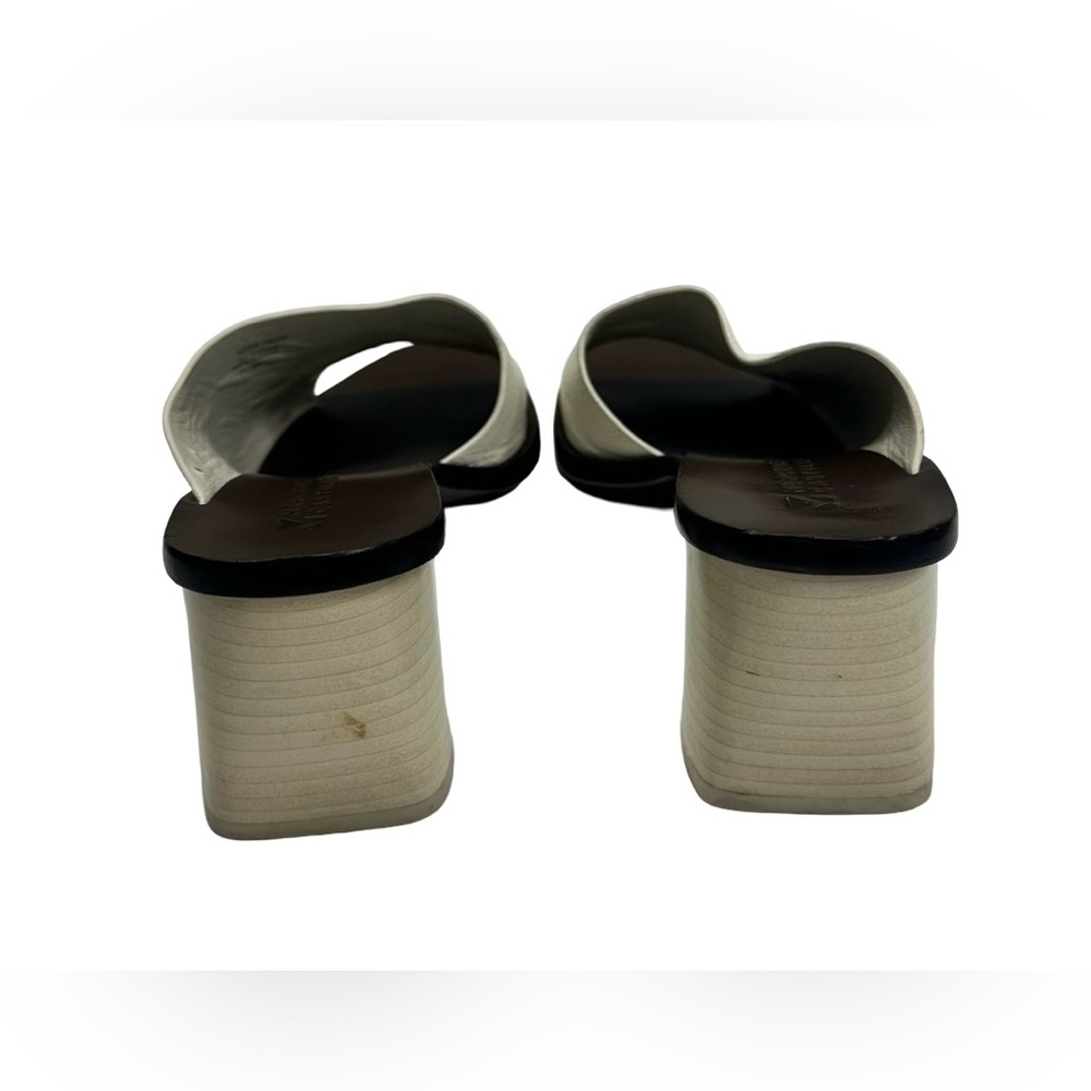 Mercedes Castillo Izar High Block Heel Ivory Leather Slides Sandals Women Sz 7 - Picture 5 of 14